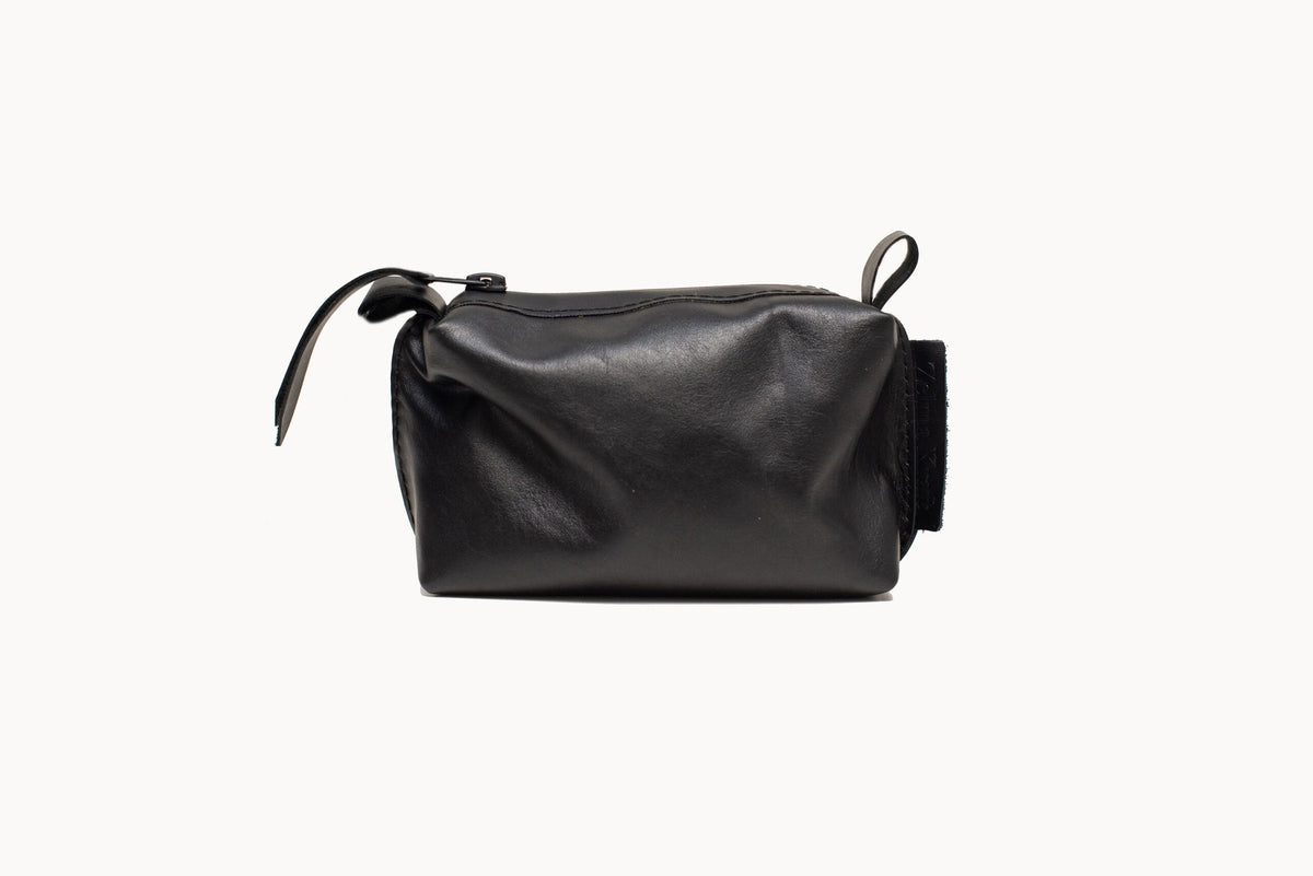 Leather Cosmetic Bag, Black - Small